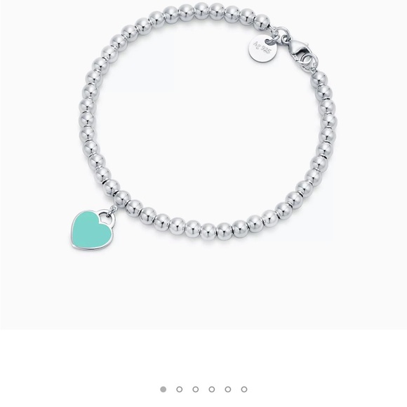 Tiffany Blue Heart Tag Silver Bead Bracelet - Picture 5 of 6